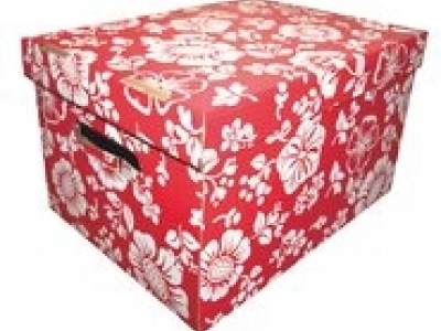 Dekoračná krabica kvet  červený XL, bal./2ks - dekoračné krabice, úložný box, praktické krabice, úložné krabice, kartónová krabica, úložná krabica do šatníkov, úložné boxy, úložná krabica s vrchnákom, úložný box v vrchnákom, úložné krabice s vrchnákom, papierová krabica, papierové krabice s vrchnákom,