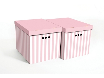 Dekoračné krabice XL, pásik ružový , bal./2ks - 
