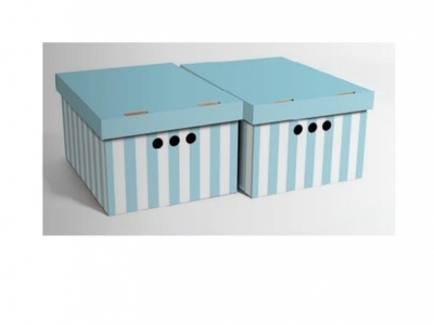 Papierová krabica A4 modrý pásik, bal./2ks - dekoračné krabice, úložný box, praktické krabice, úložné krabice, kartónová krabica, úložná krabica do šatníkov, úložné boxy, úložná krabica s vrchnákom, úložný box v vrchnákom, úložné krabice s vrchnákom