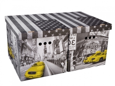 Dekoračná krabica XL New York,  bal./2ks - Dekoračné úložné krabice.
Pekné krabice vyrobené z kartónu môžte si do nich uložiť čokoľvek a zároveň poslúžia ako pekný bytový doplnok.
Rozmer 46x32x33 cm.
1 bal./2 ks,  cena za 1 bal.