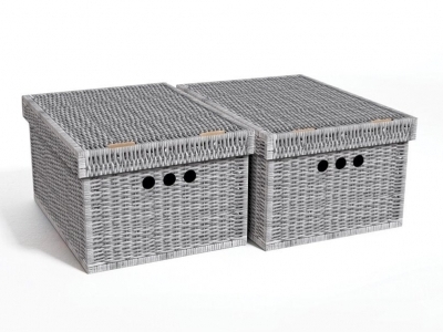 Dekoračná krabica  A4 ratan sivý,  bal./2ks - dekoračné krabice, úložný priestor pre hračky, praktické krabice, úložné krabice, kartónové krabice, úložné krabice do šatníkov, úložné boxy, farebná krabica,